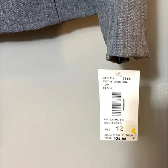 Womens Gray Herringbone Blazer Jacket Size 12 Polyester/Spandex By N Touch - Picture 2 of 8